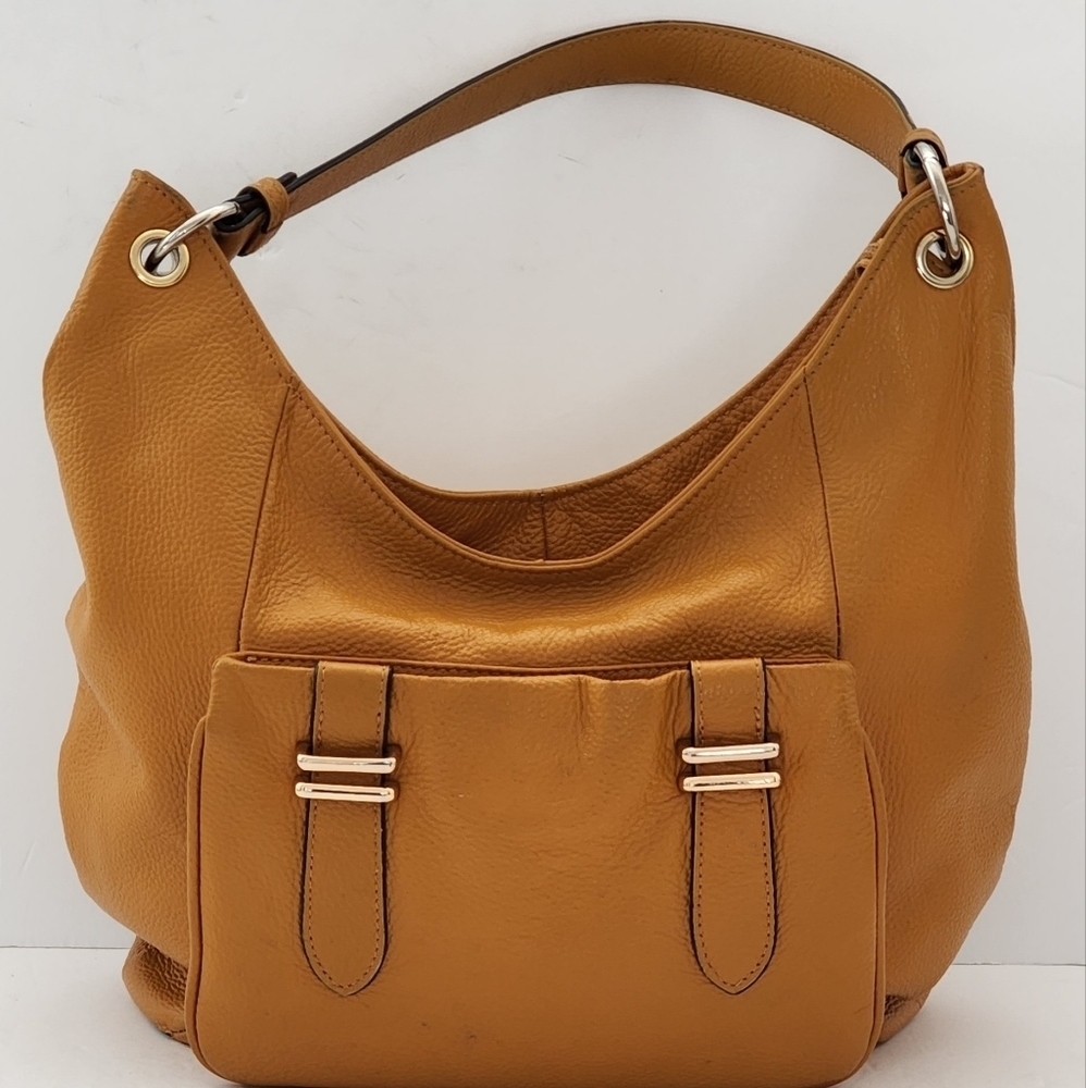 Zenith Women's Warm Mustard Yellow Genuine Leather Hobo-Style Shoulder Bag - Picture 2 of 9